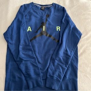 Air Jordan Men Royal Blue And Neon Green Crewneck Sweatshirt Sz XL Jumpman Used